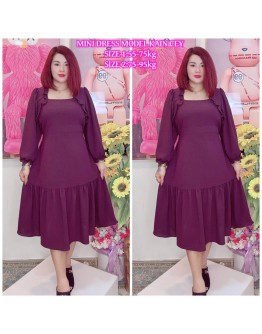 KOREAN DRESS PLAIN WITH BUTTON 2 SIZES