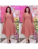 KOREAN DRESS PLAIN WITH BUTTON 2 SIZES