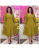 KOREAN DRESS PLAIN WITH BUTTON 2 SIZES