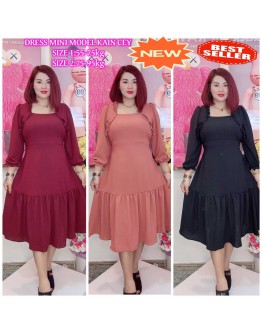 KOREAN DRESS PLAIN WITH BUTTON 2 SIZES
