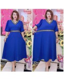 DRESS VNECK BUNGA OVERSIZE KAIN SATIN AND COTTON CEY