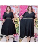 DRESS VNECK BUNGA OVERSIZE KAIN SATIN AND COTTON CEY
