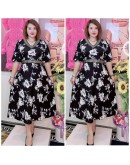 DRESS VNECK BUNGA OVERSIZE KAIN SATIN AND COTTON CEY