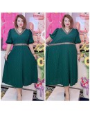 DRESS VNECK BUNGA OVERSIZE KAIN SATIN AND COTTON CEY