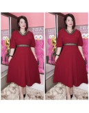DRESS VNECK BUNGA OVERSIZE KAIN SATIN AND COTTON CEY