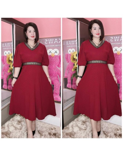 DRESS VNECK BUNGA OVERSIZE KAIN SATIN AND COTTON CEY