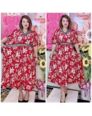 DRESS VNECK BUNGA OVERSIZE KAIN SATIN AND COTTON CEY
