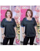 BLOUSE BOX NECK PUA KUMBU LINING, PLAIN CEY MATERIAL