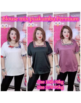 BLOUSE BOX NECK PUA KUMBU LINING, PLAIN CEY MATERIAL