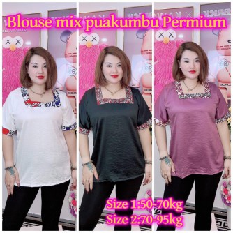 BLOUSE BOX NECK PUA KUMBU LINING, PLAIN CEY MATERIAL