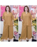 SET PLAIN WITH BUTTON, SELUAR PANJANG MATERIAL HEAVY CEY