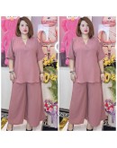 SET PLAIN WITH BUTTON, SELUAR PANJANG MATERIAL HEAVY CEY