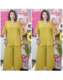SET PLAIN WITH BUTTON, SELUAR PANJANG MATERIAL HEAVY CEY