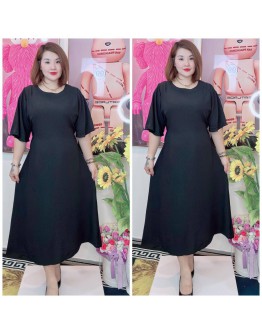 LONG DRESS A-LINE PLAIN AND FLOWERS, SWEET DESIGN AND SIMPLE
