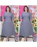 LONG DRESS A-LINE PLAIN AND FLOWERS, SWEET DESIGN AND SIMPLE