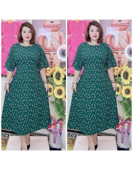 LONG DRESS A-LINE PLAIN AND FLOWERS, SWEET DESIGN AND SIMPLE