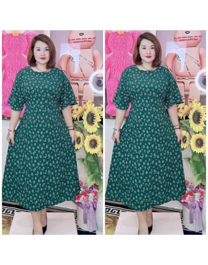 LONG DRESS A-LINE PLAIN AND FLOWERS, SWEET DESIGN AND SIMPLE