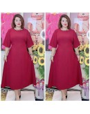 LONG DRESS A-LINE PLAIN AND FLOWERS, SWEET DESIGN AND SIMPLE