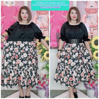 DRESS MIX BUNGA KAIN MANGO MIX COTTON SKUBA PLUS SIZE