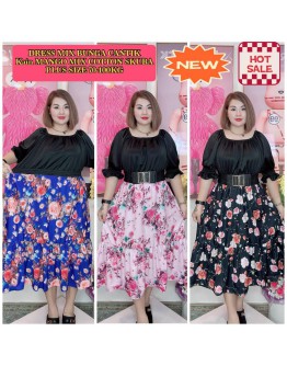 DRESS MIX BUNGA KAIN MANGO MIX COTTON SKUBA PLUS SIZE