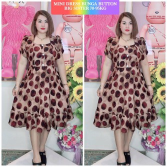 DRESS MIDI BUTTON SWEET AND SIMPLE 70-95KG