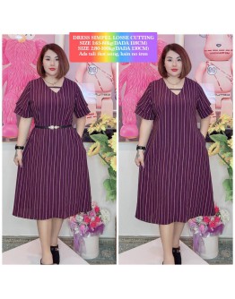 DRESS CEY CORAK BUNGA DAN GARIS (2SIZE)