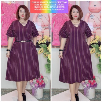 DRESS CEY CORAK BUNGA DAN GARIS (2SIZE)
