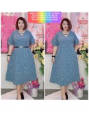 DRESS CEY CORAK BUNGA DAN GARIS (2SIZE)