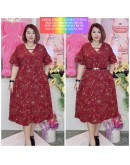 DRESS CEY CORAK BUNGA DAN GARIS (2SIZE)