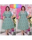 DRESS CEY CORAK BUNGA DAN GARIS (2SIZE)