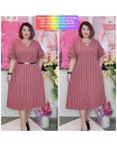 DRESS CEY CORAK BUNGA DAN GARIS (2SIZE)