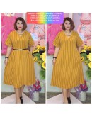 DRESS CEY CORAK BUNGA DAN GARIS (2SIZE)