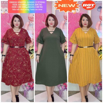 DRESS CEY CORAK BUNGA DAN GARIS (2SIZE)