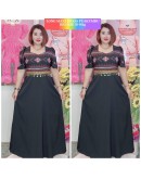 DRESS CORAK ETNIK MATERIAL KOREAN CHIFFON MODEN DESIGN