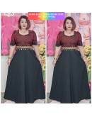 DRESS CORAK ETNIK MATERIAL KOREAN CHIFFON MODEN DESIGN