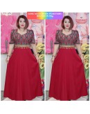 DRESS CORAK ETNIK MATERIAL KOREAN CHIFFON MODEN DESIGN