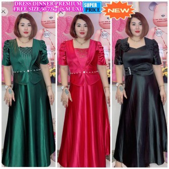 DRESS DINNER SILK PREMIUM MATERIAL FREESIZE 50-72KG