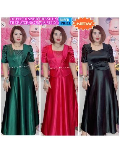 DRESS DINNER SILK PREMIUM MATERIAL FREESIZE 50-72KG