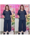 Set Plazo Panjang Kain Cey Bunga dan Plain Ironless