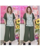 Set Plazo Panjang Kain Cey Bunga dan Plain Ironless
