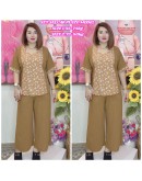 Set Plazo Panjang Kain Cey Bunga dan Plain Ironless