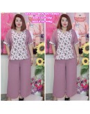 Set Plazo Panjang Kain Cey Bunga dan Plain Ironless