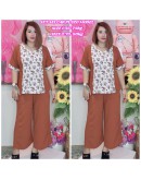Set Plazo Panjang Kain Cey Bunga dan Plain Ironless